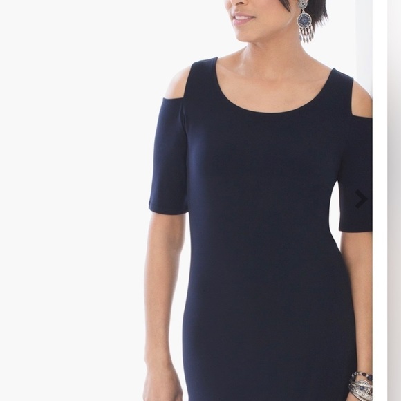 Chico’s Navy Blue Cold Shoulder Maxi Long Dress - Picture 5 of 16